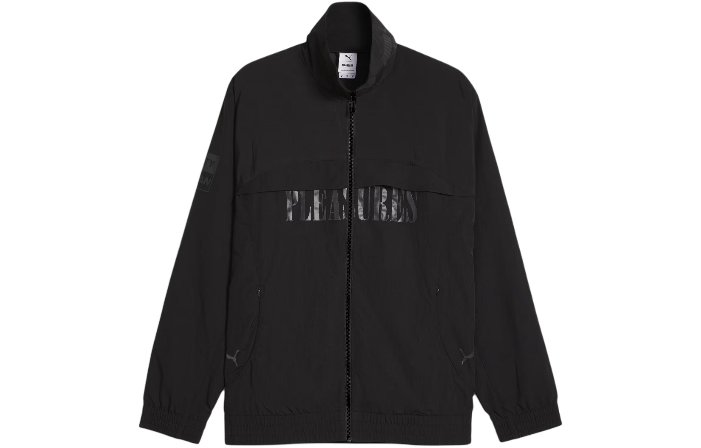 Puma PLEASURES Logo Print Zip-Up Jacket Black Long Sleeve 624095-01