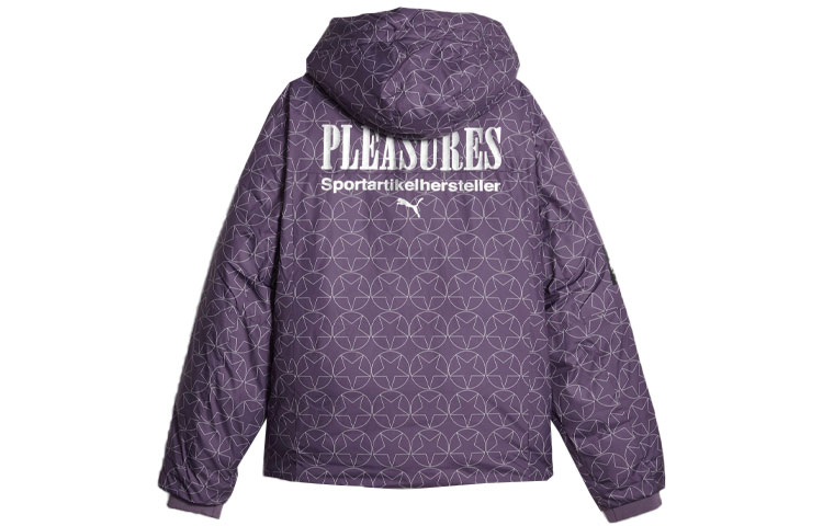 Lookbook Puma x Pleasures 紫色連帽羽絨外套 全版印花設計 620875-74