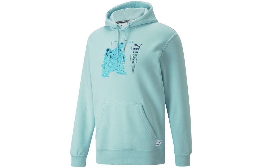 Puma Pokémon Collab Green Hoodie with Logo & Pokémon Print for Men 536549-30