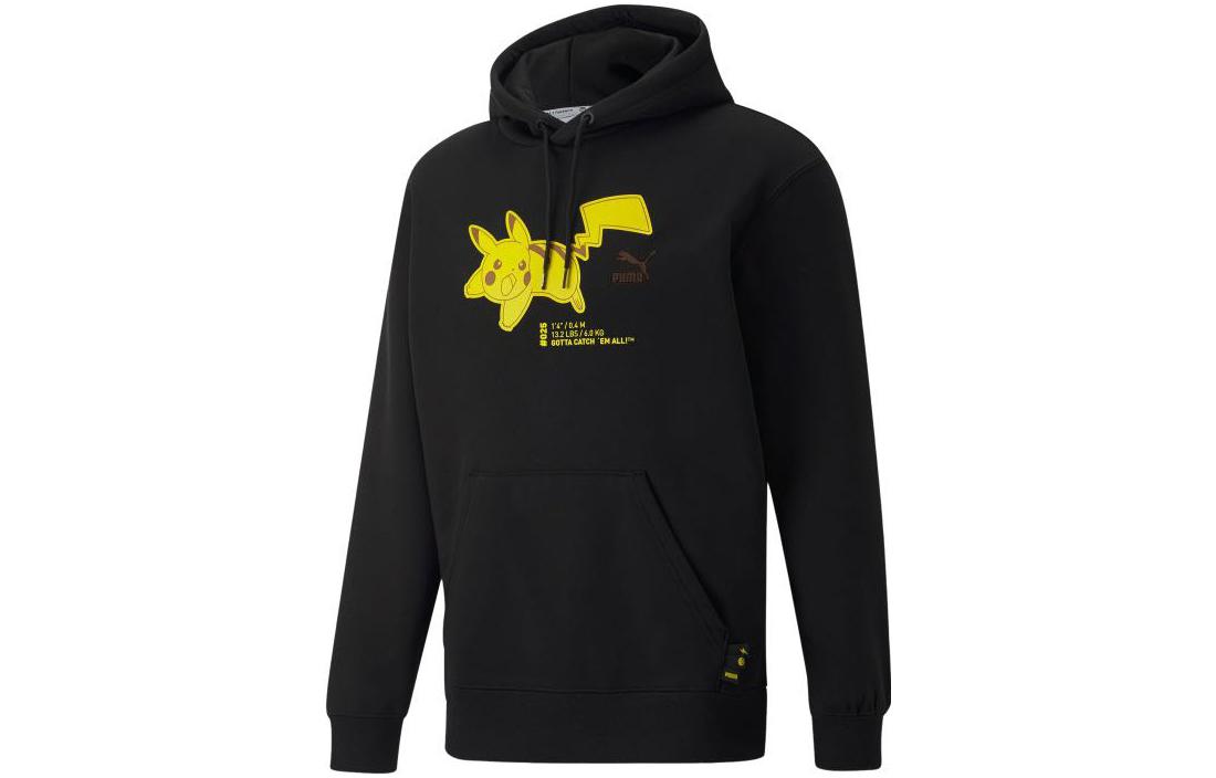 Puma Pokémon FW22 Black Hoodie with Logo & Pokémon Print 536549-01