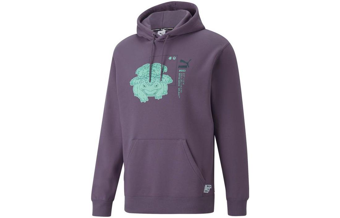 Puma POKEMON Collaboration Purple Hoodie with Pokemon Prints for Men 536549-61