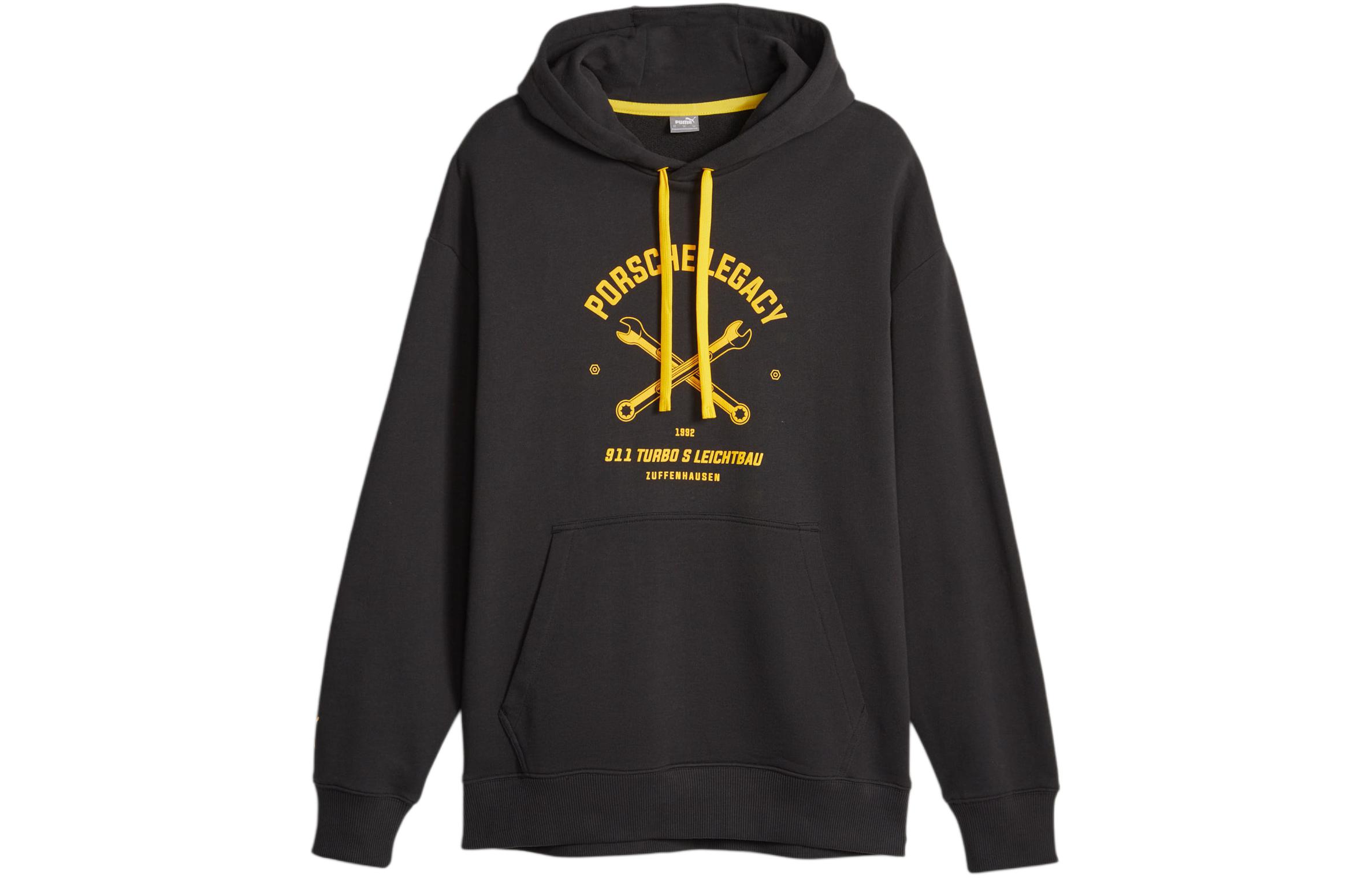 Puma Porsche Legacy Black Letter Print Loose Fit Hoodie Men 621036-01