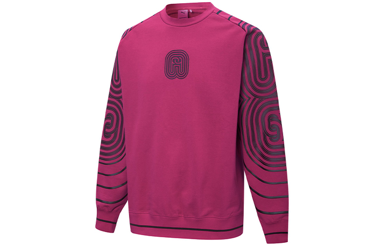 Puma PRONOUNCE Crew Striped Pullover Sweatshirt Unisex Rose Red 534033-75