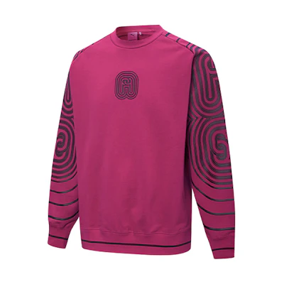 Puma PRONOUNCE Crew Striped Pullover Sweatshirt Unisex Rose Red 534033-75
