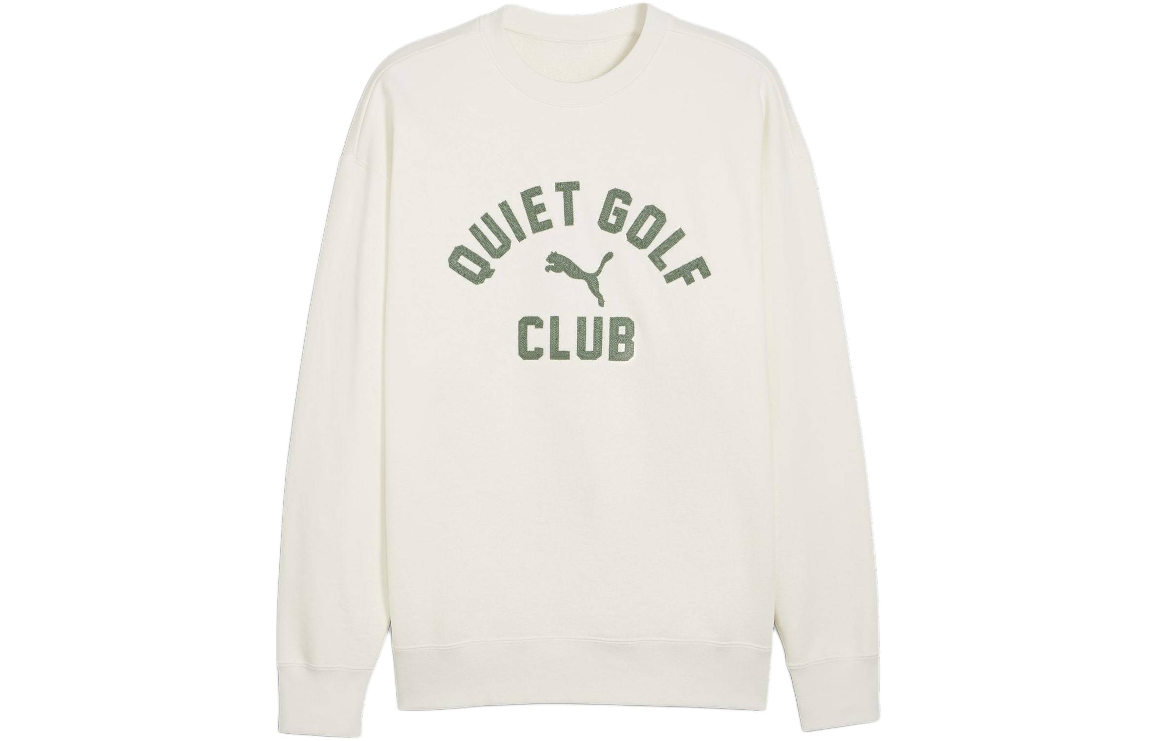 Puma Quiet Golf Club Crewneck Sweatshirt Warm White - Logo Pullover 625764-01