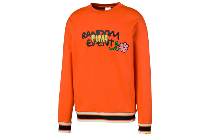 Puma Randomevent Knit Logo Sweatshirt Unisex Orange Red 59666340