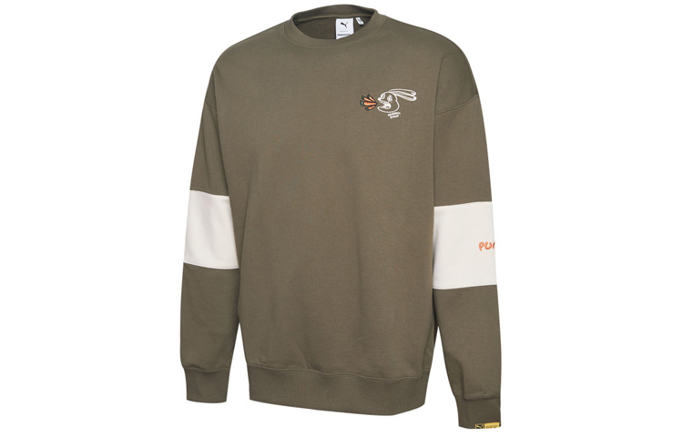 Puma Randomevent Retro Logo Crewneck Sweatshirt Olive Unisex 59666449