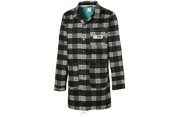 Puma Rhude AOP Plaid Long Coat White Jacket for Men 595345-02