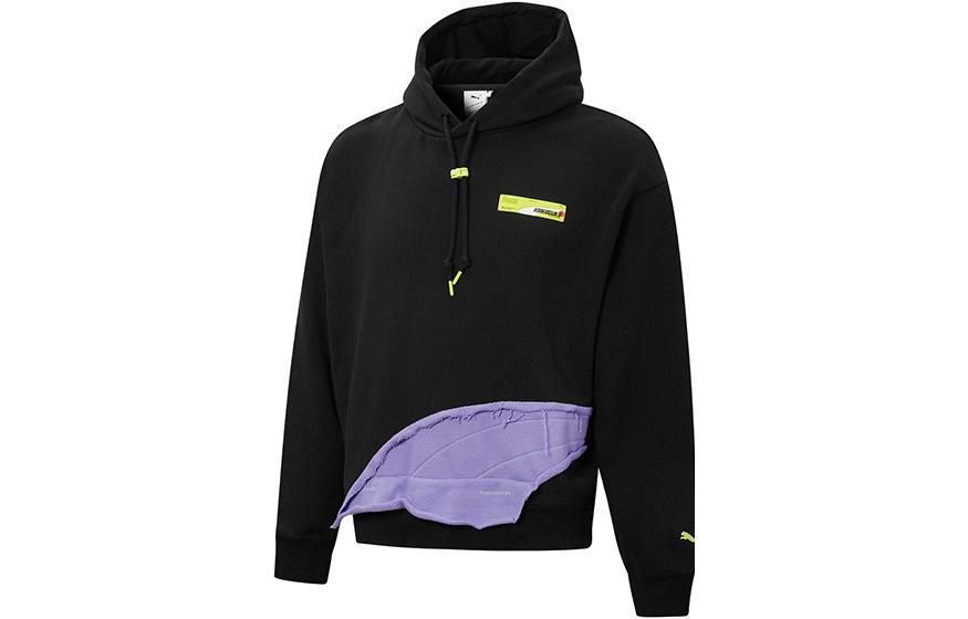 Puma ROARINGWILD Hoodie Black Colorblock Pullover Sweatshirt 532593-01
