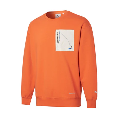 Puma ROARINGWILD Retro Colorblock Pocket Crewneck Sweatshirt Orange 532596-89