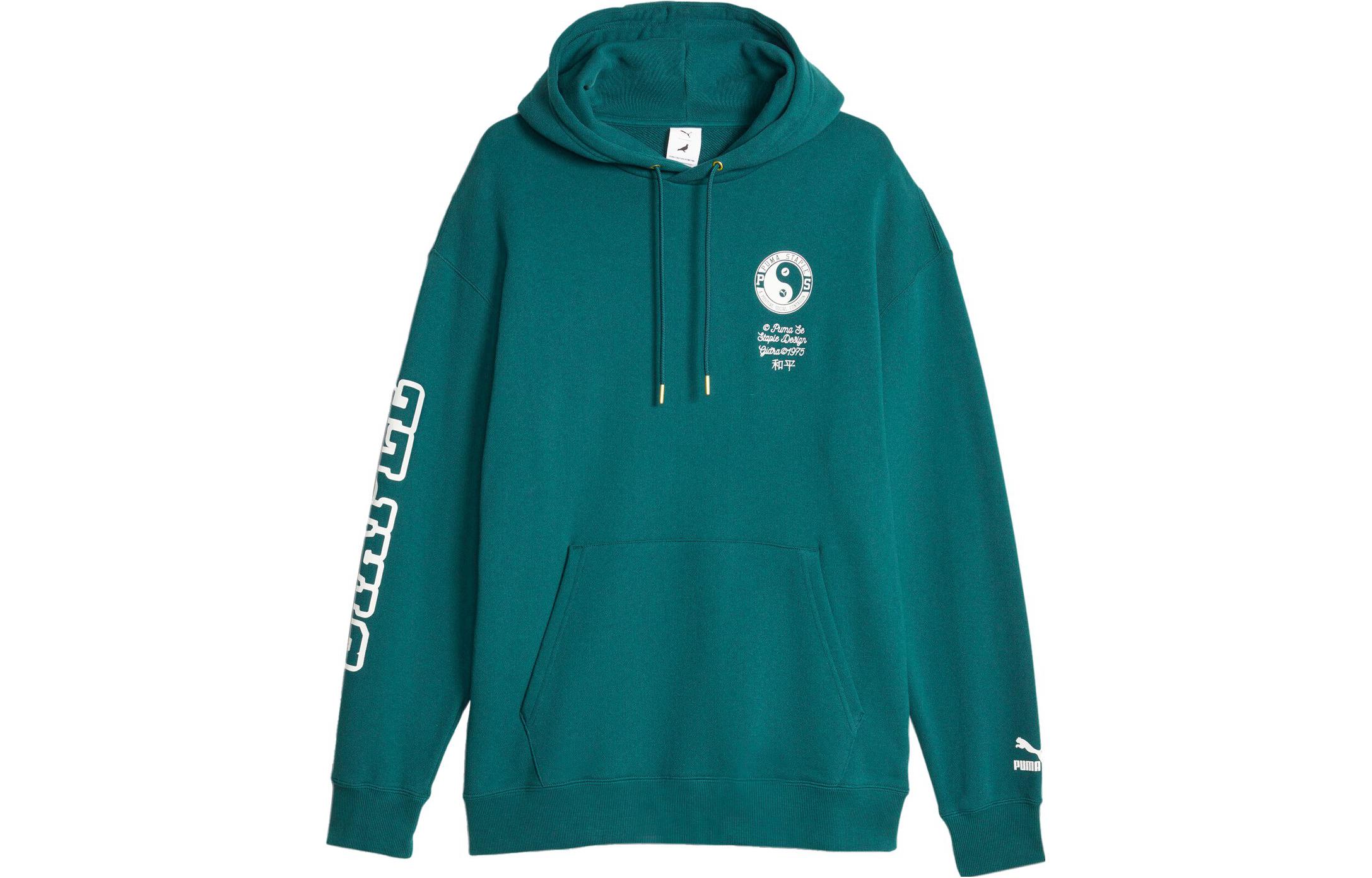 Puma STAPLE SS23 Letter Print Oversized Hoodie Christmas Green 622202-43