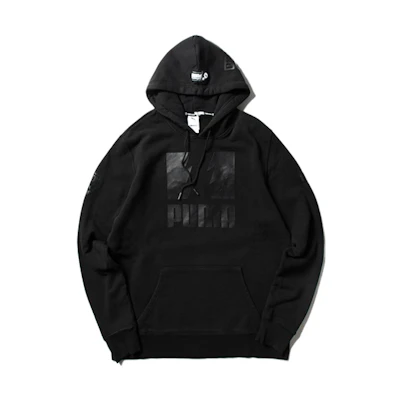 Puma The Hundreds Hoodie Black Pullover with Small Logo Print 596749-01