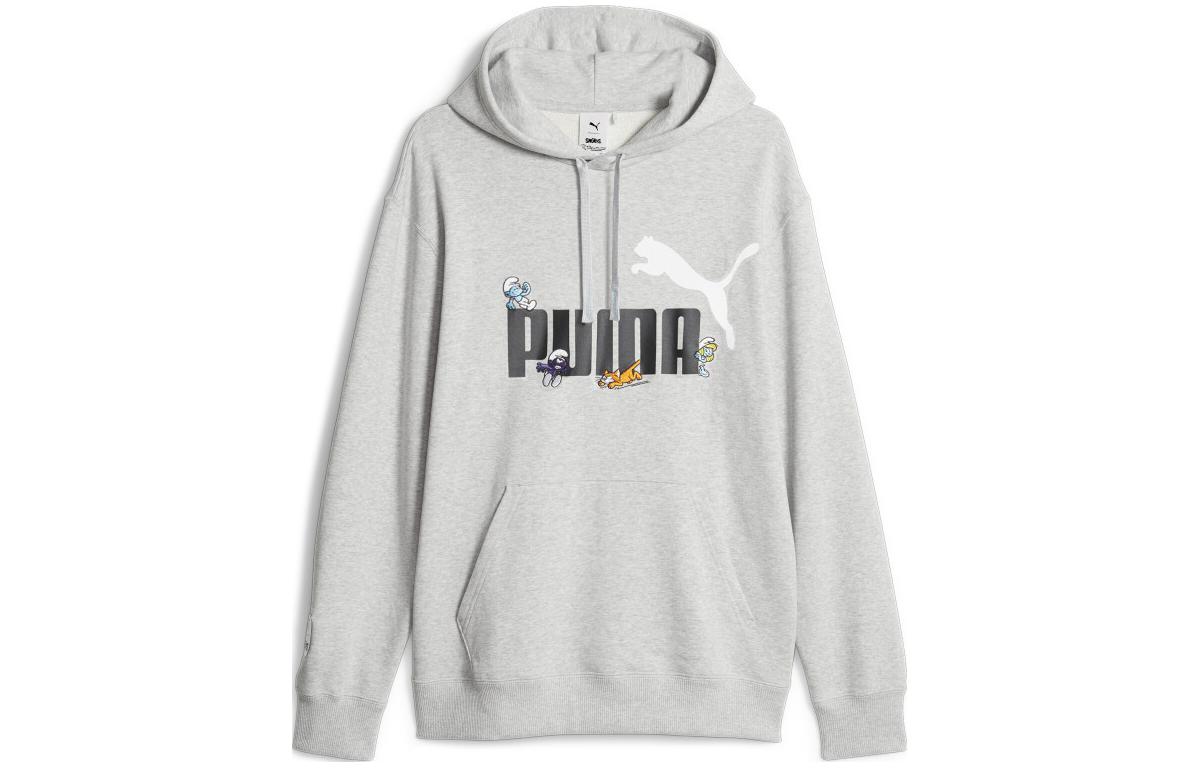 Puma The Smurfs Collab Hoodie Grey Letter Print Long Sleeve Sweater 622191-04