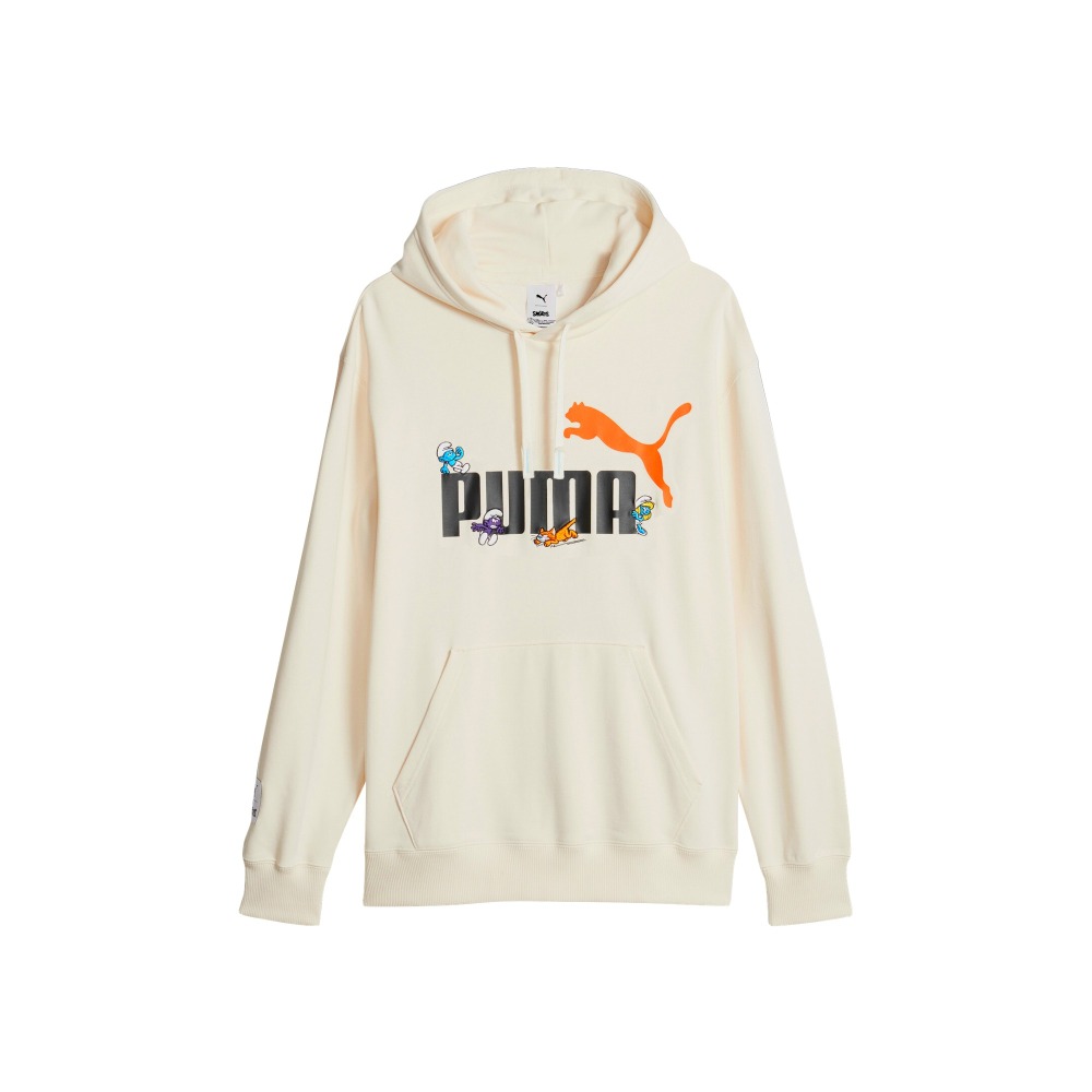 Puma The Smurfs Collab Logo Print Loose Hoodie Men’s Natural Cotton-Linen 622191-99