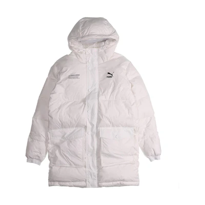 Puma Tyakasha White Mid-Length Hooded Windproof Down Jacket Unisex Winter Edition 595561-02