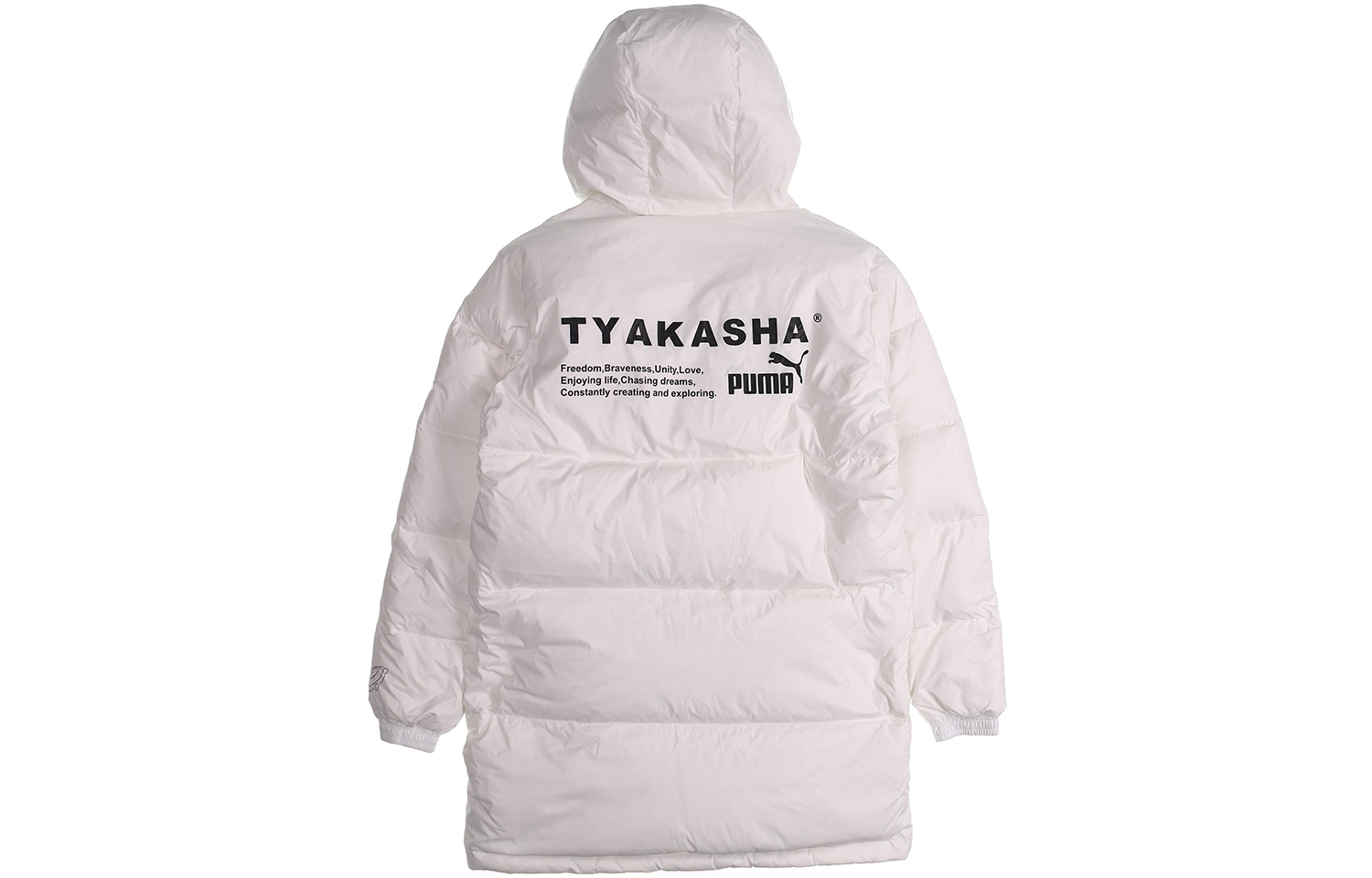 Lookbook Puma x Tyakasha White Mid-Length Hooded Windproof Down Jacket Unisex Winter Edition 595561-02