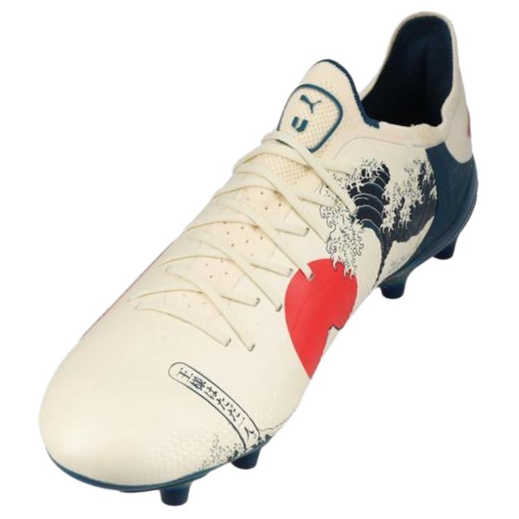 Shop Unisport x PUMA King Ultimate FG/AG 舒適休閒 防滑耐磨 足球鞋 男女同款 白紅藍