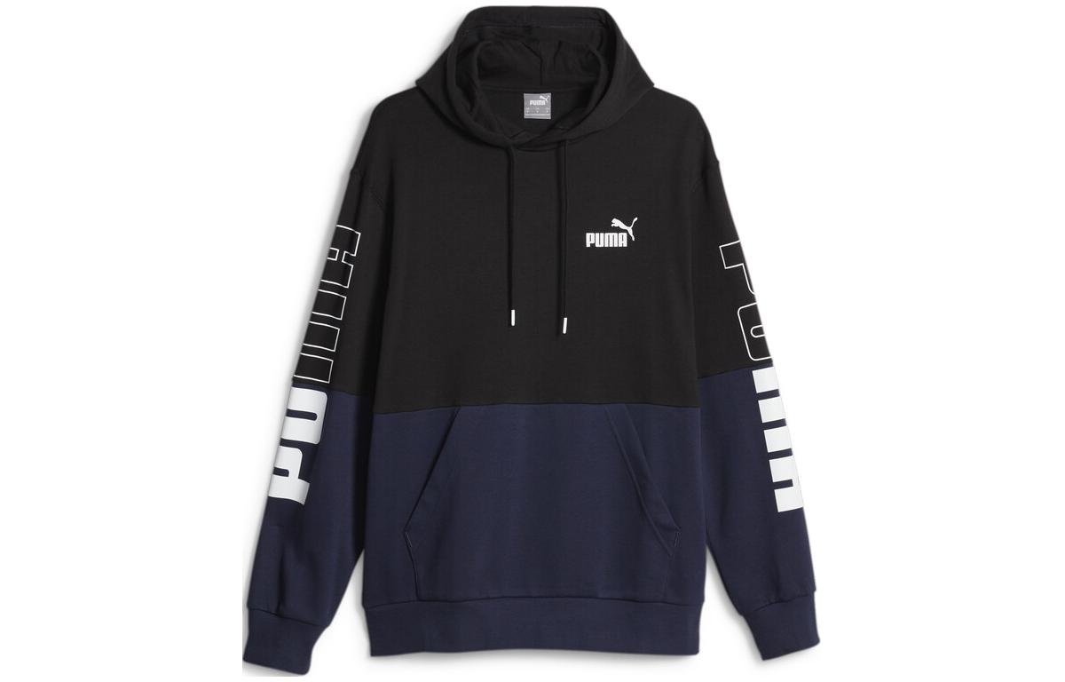 Puma Vogue Colorblock Logo Print Hoodie Black Pullover Long Sleeve 676781-51
