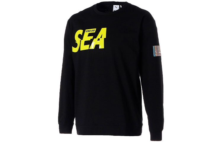 Puma WIND AND SEA Black Crewneck Pullover Oversized Sweatshirt 530901-01
