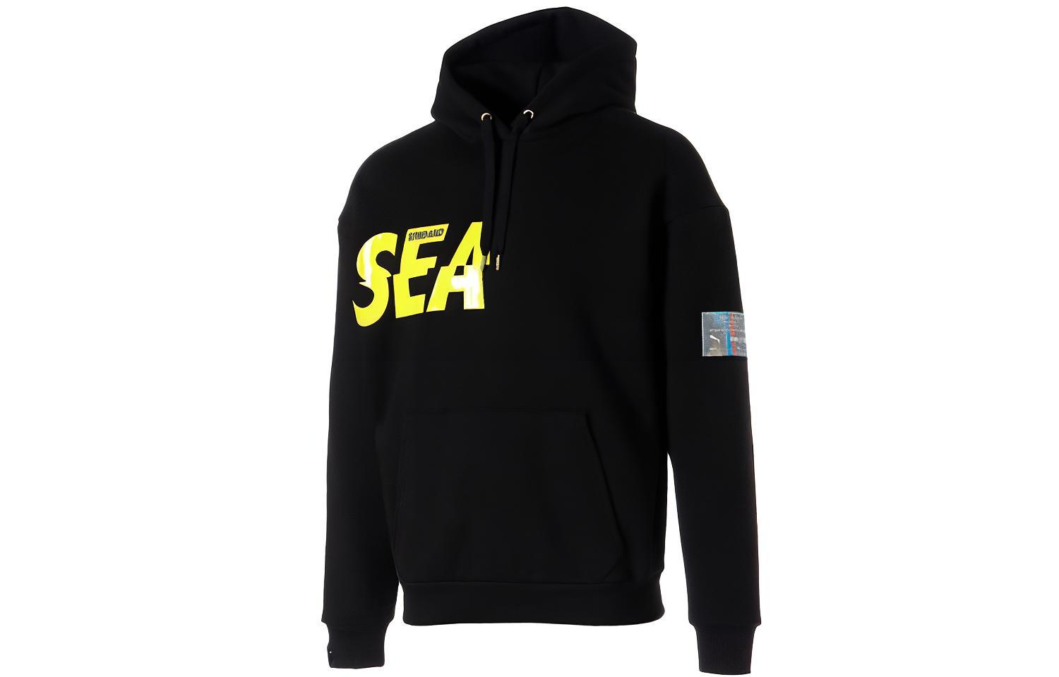 Puma WIND AND SEA Black Pullover Hoodie with Letter Print 530900-01