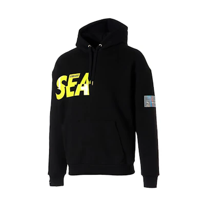 Puma WIND AND SEA Black Pullover Hoodie with Letter Print 530900-01