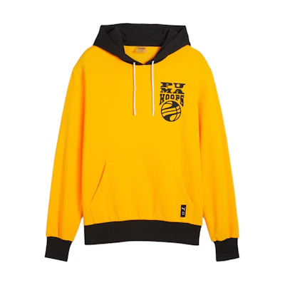 Puma Yellow Black Letter Print Breathable Long-Sleeve Hoodie 625248-04