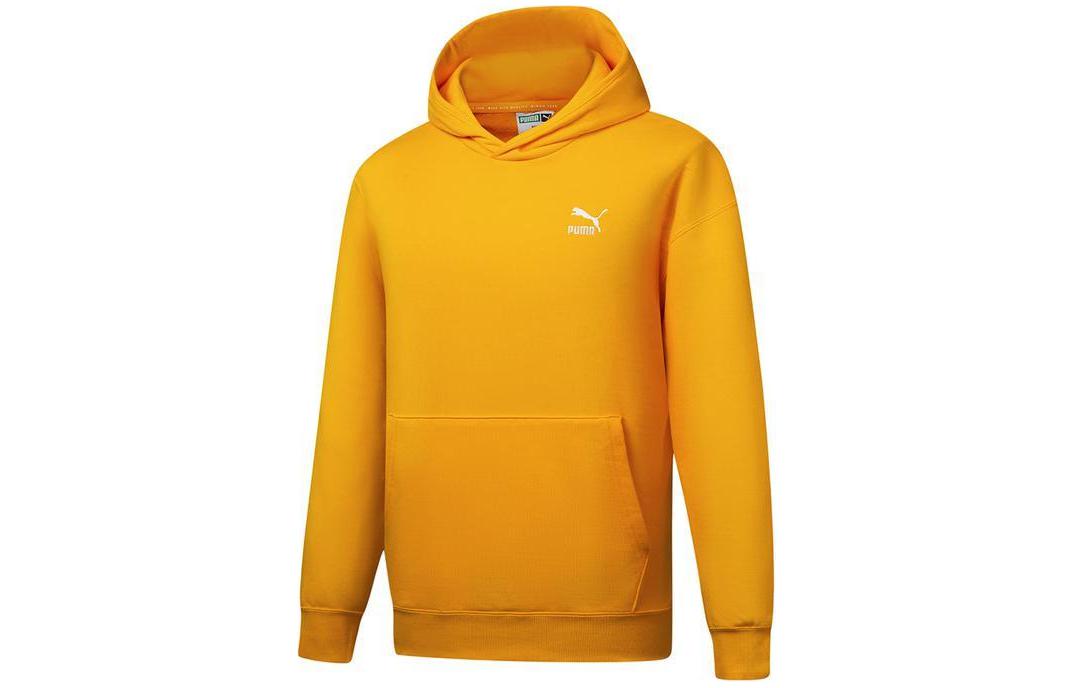 Puma Yellow Hoodie with Large Pocket - Solid Color Casual Long Sleeve 537686-39