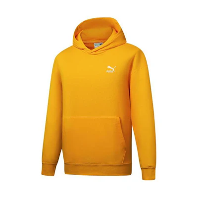 Puma Yellow Hoodie with Large Pocket - Solid Color Casual Long Sleeve 537686-39