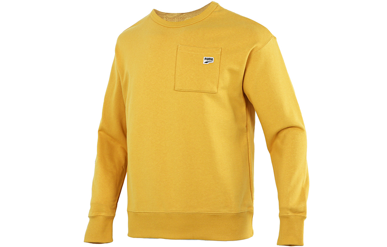 Puma Yellow Pocket Logo Crewneck Knit Pullover Sweatshirt for Men 533036-37