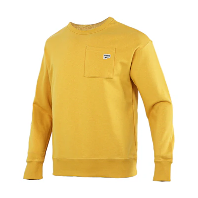 Puma Yellow Pocket Logo Crewneck Knit Pullover Sweatshirt for Men 533036-37