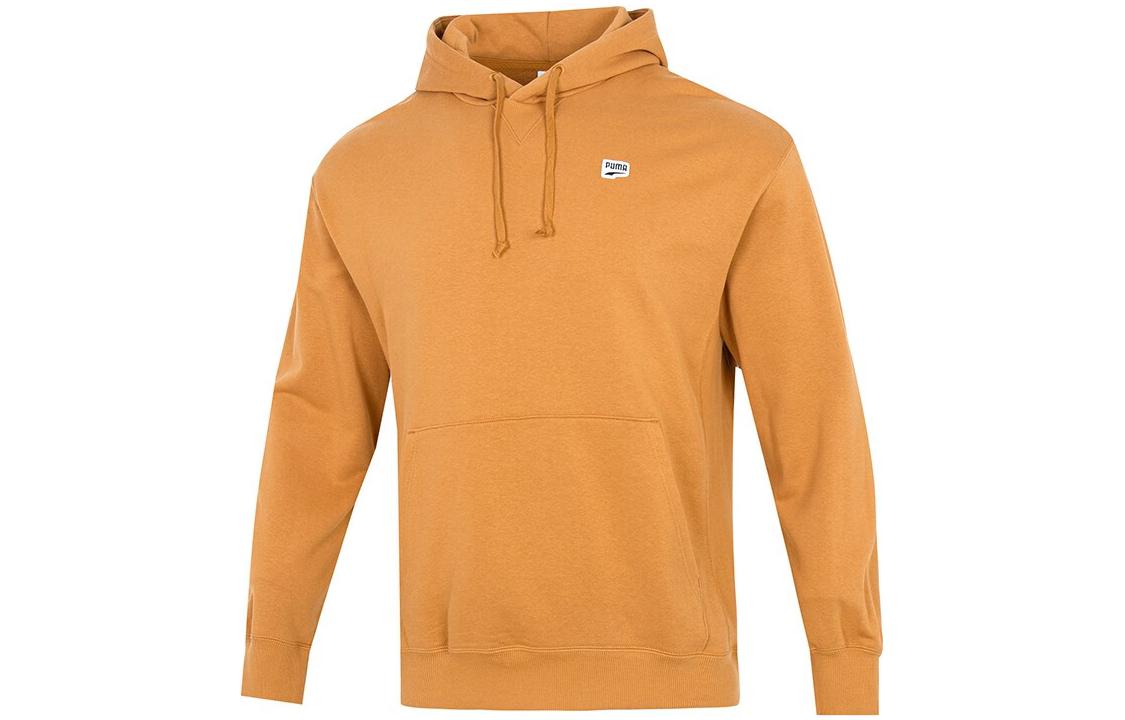 Puma Yellow Solid Logo Patch Drawstring Pullover Hoodie 537750-74