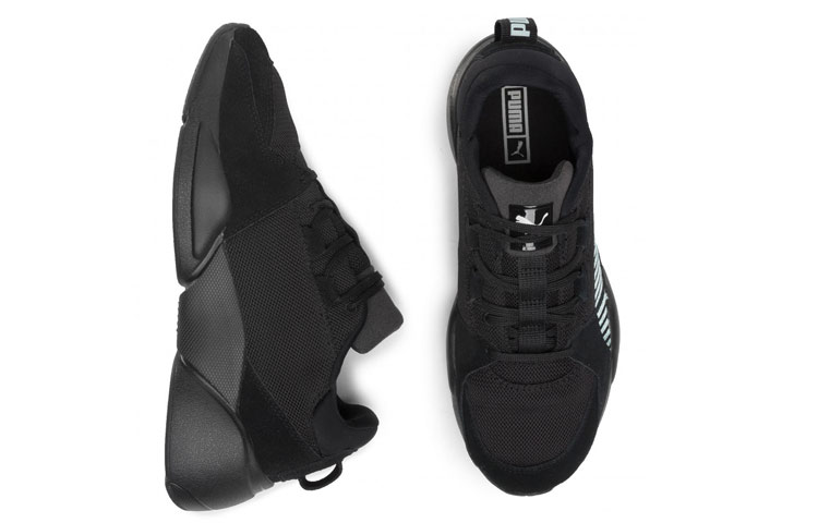 Shop 彪馬 PUMA Zeta 麂皮耐磨防滑舒適低幫運動鞋 黑