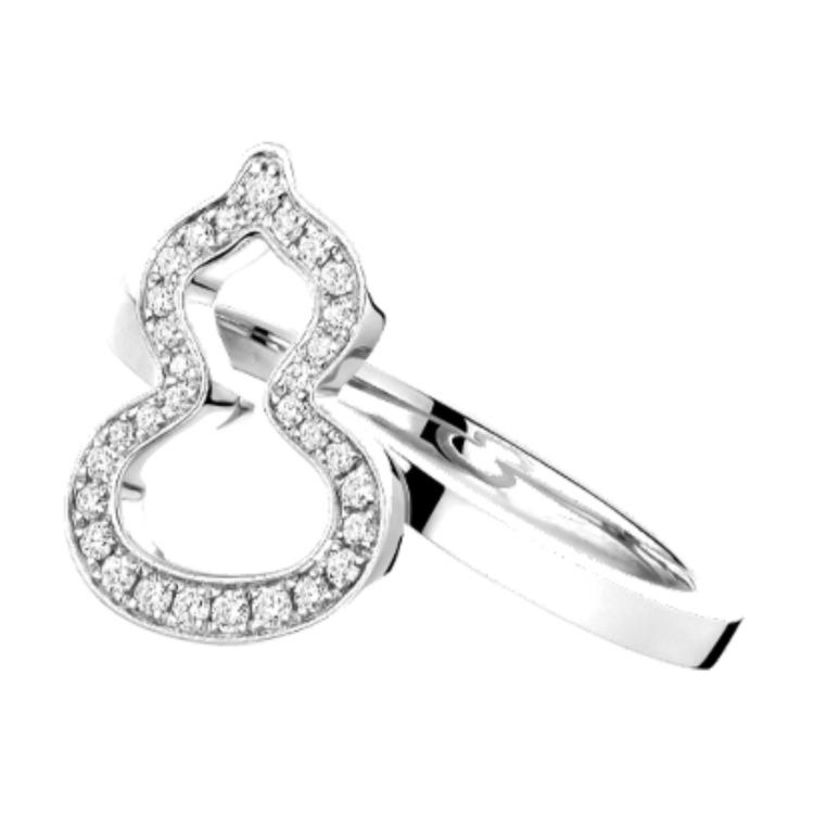 Order Anillo Unisex Qeelin Kirin Calabaza Hueca Oro Blanco 18K con Diamantes Plata. WUR40AAWGDI