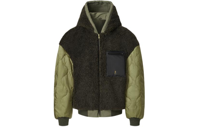 R13 FW23 Olive Reversible Colorblock Utility Hooded Jacket Men R13MR171-D091R