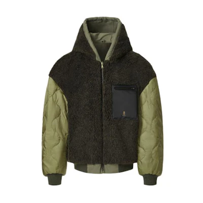R13 FW23 Olive Reversible Colorblock Utility Hooded Jacket Men R13MR171-D091R
