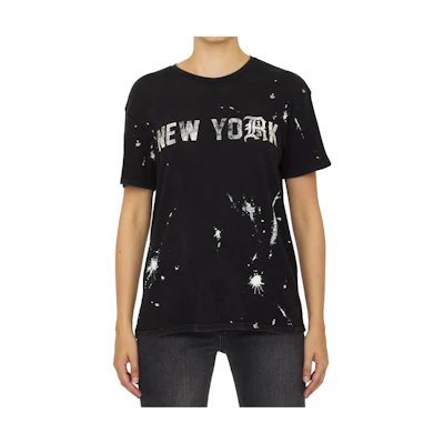 R13 FW23 Solid Color Letter Print T-Shirt - Black R13MK001K001C