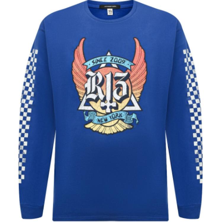 R13 Graphic Print Crewneck Sweatshirt Deep Blue R13WK015-001AF