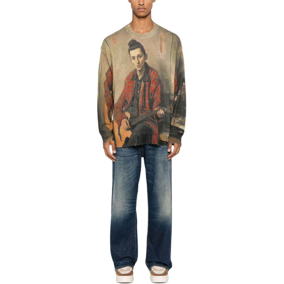 Lookbook R13 SS24 男士深藍寬版水洗Logo補丁拉鏈牛仔褲 R13MD065-D144A