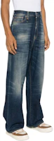 Shop R13 SS24 男士深藍寬版水洗Logo補丁拉鏈牛仔褲 R13MD065-D144A