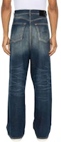 Purchase R13 SS24 男士深藍寬版水洗Logo補丁拉鏈牛仔褲 R13MD065-D144A