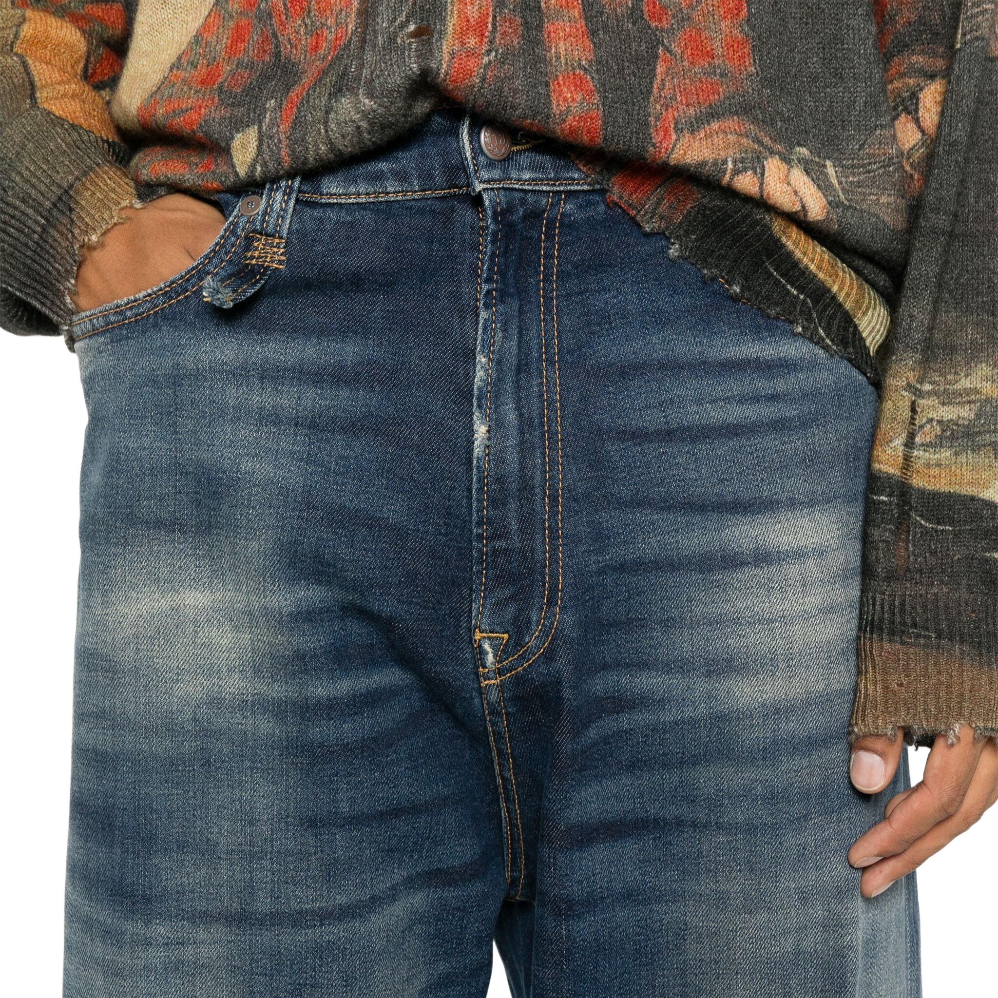 Details for R13 SS24 男士深藍寬版水洗Logo補丁拉鏈牛仔褲 R13MD065-D144A