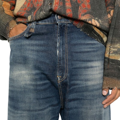 R13 SS24 男士深藍寬版水洗Logo補丁拉鏈牛仔褲 R13MD065-D144A Details for R13 SS24 男士深藍寬版水洗Logo補丁拉鏈牛仔褲 R13MD065-D144A