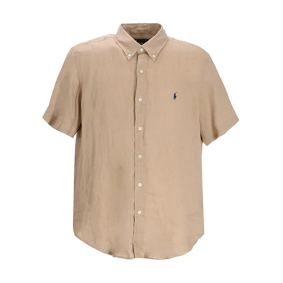Ralph Lauren Beige Short Sleeve Shirt with Embroidered Logo. 710968912-003
