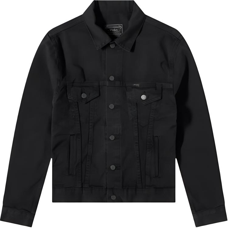 Ralph Lauren  Black Denim Jacket with Button-Up Front and Pointed Collar. 710833150-003