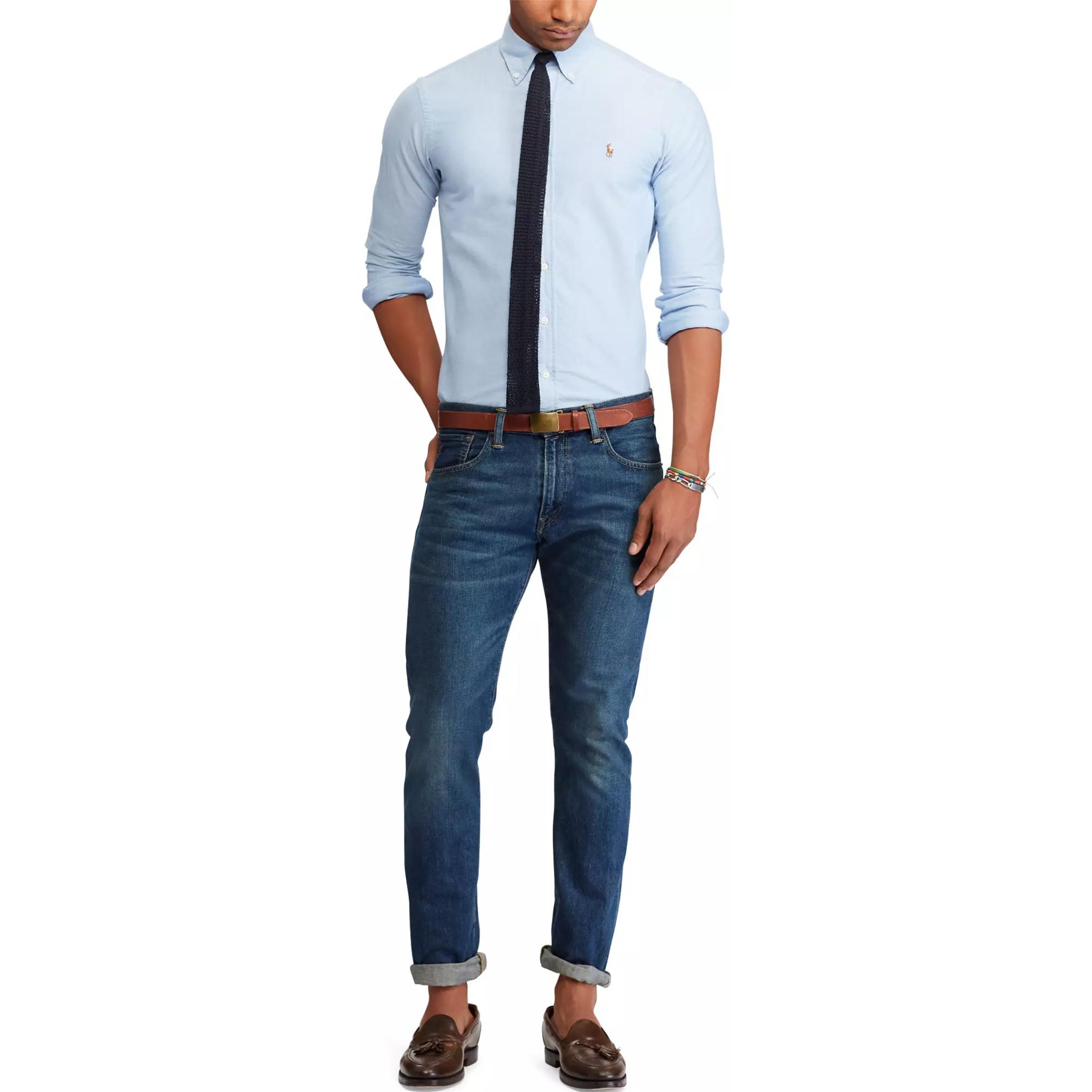 Lookbook Ralph Lauren  Blue Long Sleeve Shirt with Logo and Button-Down Collar 710548535-002