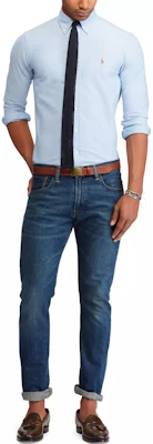 Ralph Lauren Blue Long Sleeve Shirt with Logo and Button-Down Collar 710548535-002 Lookbook Ralph Lauren Blue Long Sleeve Shirt with Logo and Button-Down Collar 710548535-002