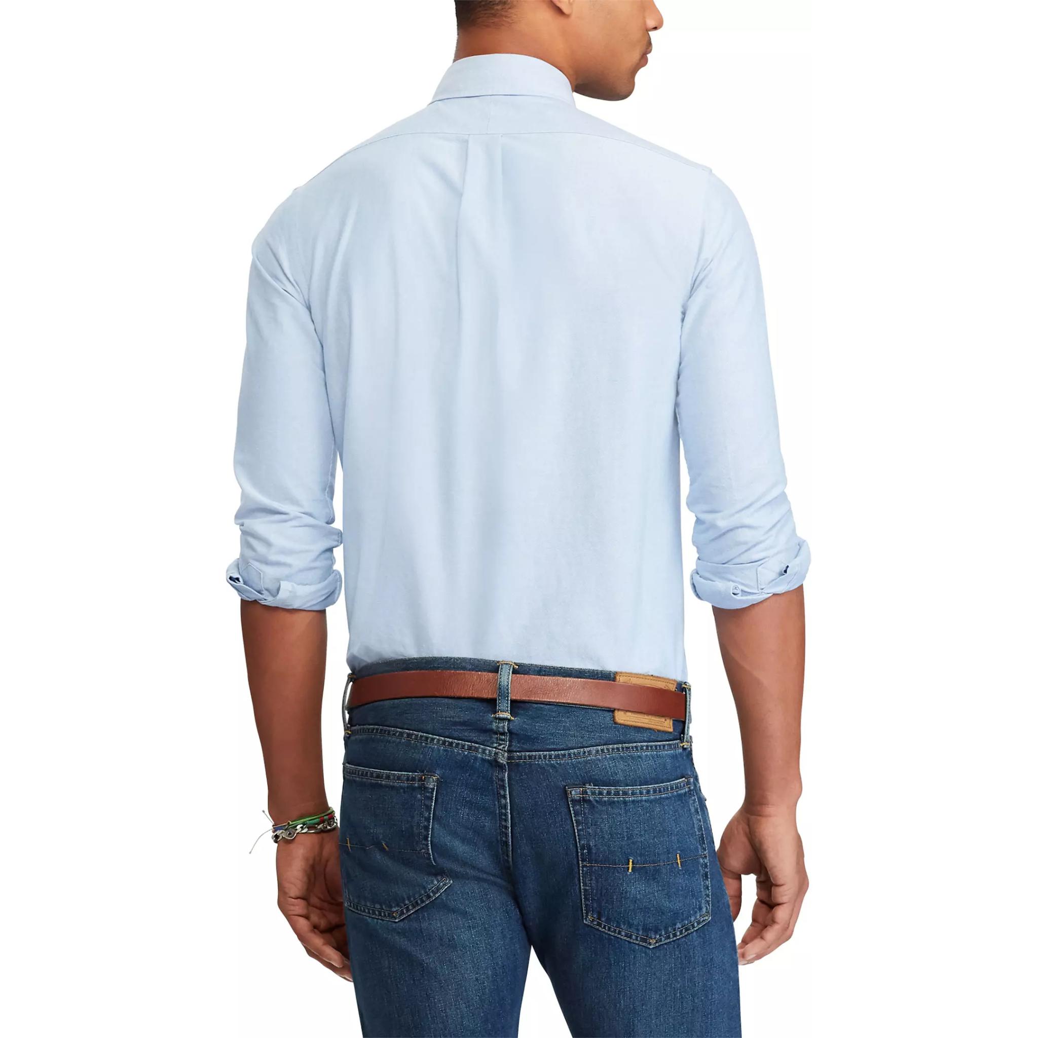 Shop Ralph Lauren  Blue Long Sleeve Shirt with Logo and Button-Down Collar 710548535-002