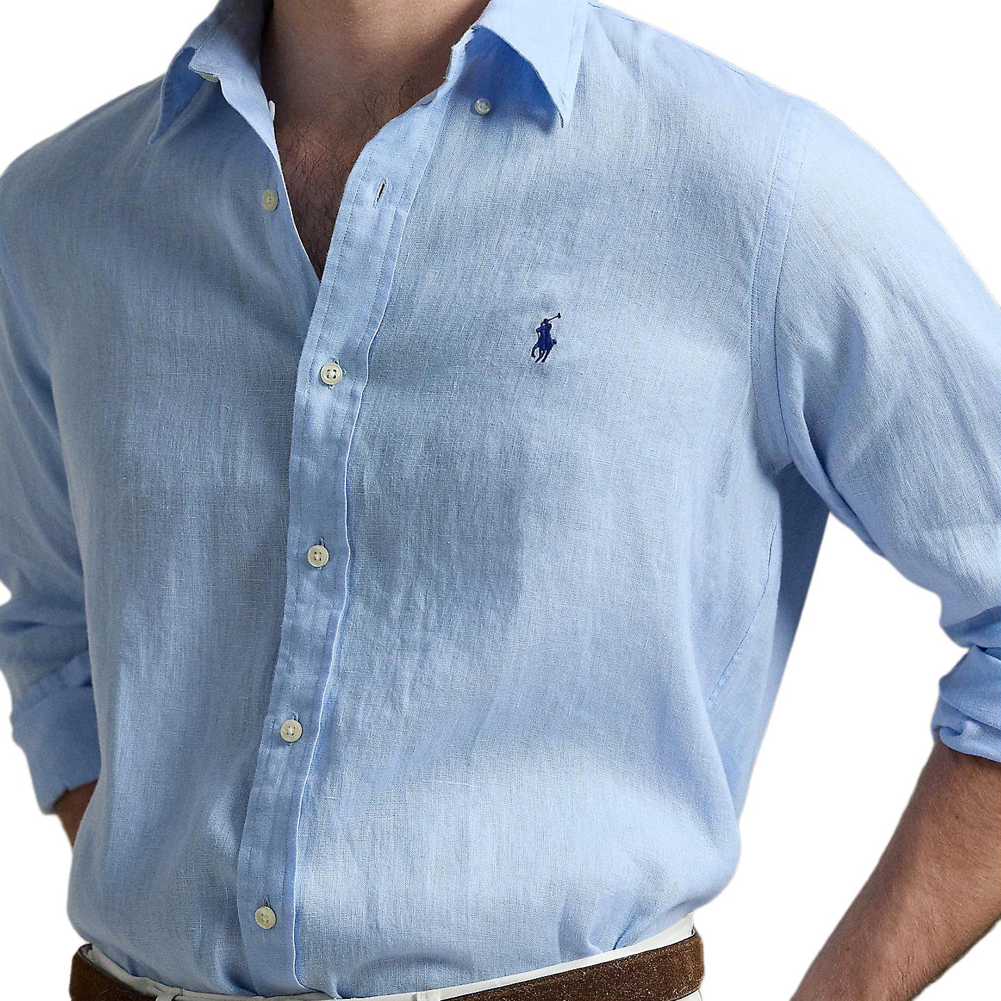 Details for 拉夫·勞倫 刺繡寬鬆版長袖襯衫 藍色 MNPOWOV16824181-400