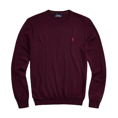 Ralph Lauren Solid Crewneck Pullover Sweater in Dark Red. 710876846-005
