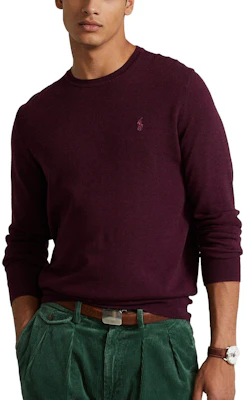 랄프 로렌 다크 레드 솔리드 크루넥 풀오버 스웨터. 710876846-005 Lookbook 랄프 로렌 다크 레드 솔리드 크루넥 풀오버 스웨터. 710876846-005